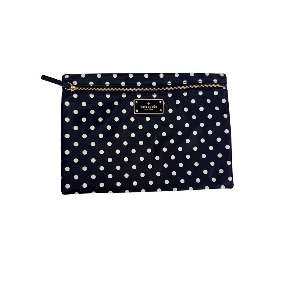 Kate‎ Spade New York Polka Dot Cosmetic Travel Pouch Clutch Bag Black White